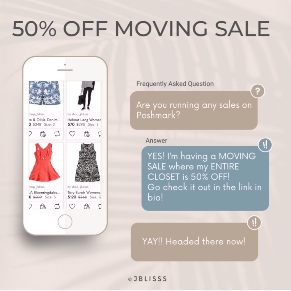 50% OFF MOVING SALE!